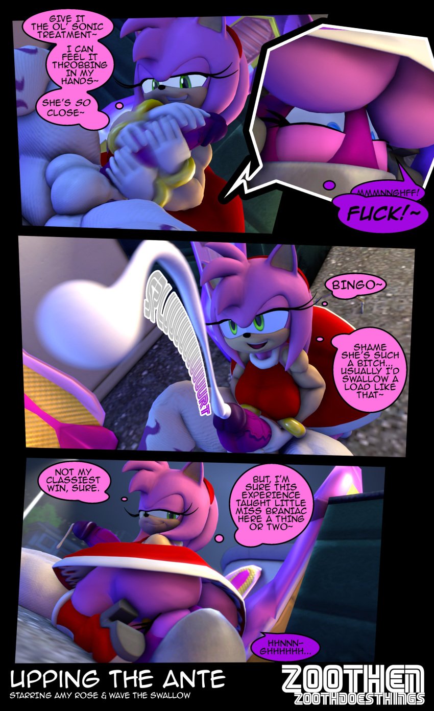 1dickgirl 1futa 1girls 3d amy_rose anthro ass comic dickgirl dickgirl/female draining_balls female furry futa_on_female futanari milking_cum milking_handjob panels sonic_(series) source_filmmaker wave_the_swallow zoothen