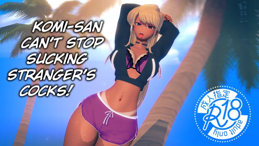 alternate_hair_color alternate_skin_color bimbo bimbofication blonde_hair cheating dark-skinned_female komi-san_wa_komyushou_desu komi_shouko netorare pervyvicky tanline tanned_skin