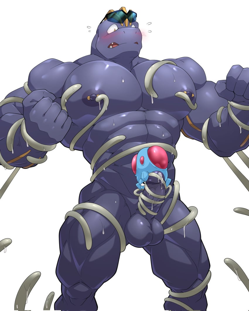 abs bodily_fluids duo generation_1_pokemon genital_fluids hi_res humanoid leaking_precum machoke maldu male male_only muscular muscular_humanoid muscular_male nintendo nipples pecs pokemon pokemon_(species) precum ryuji_kaiyo tentacle tentacruel