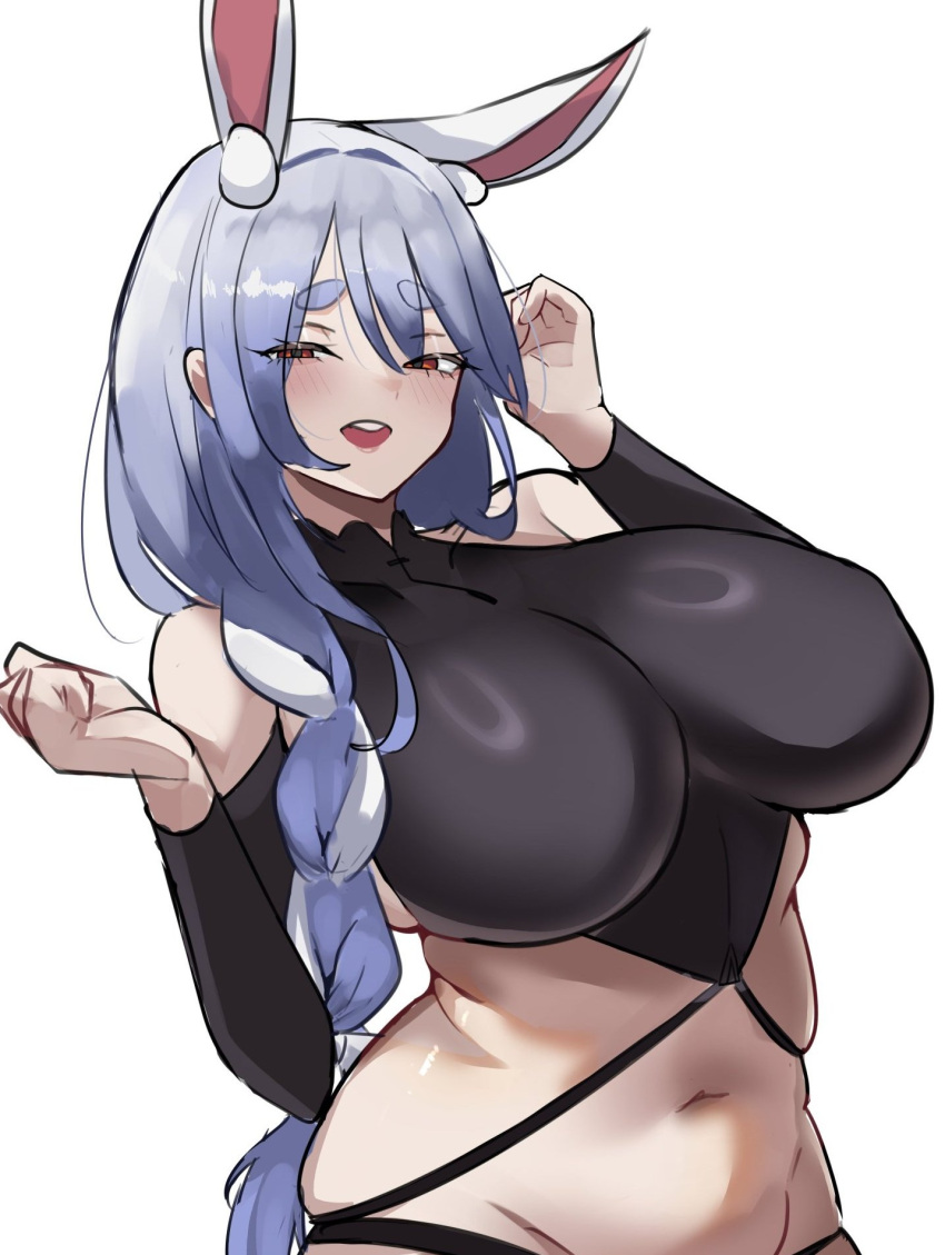 1girls animal_ears armwear azur_lane belly belly_button big_breasts blue_hair blush blushing bunny_ears busty chen_hai_(azur_lane) chen_hai_(azur_lane)_(cosplay) female female_only hololive hololive_fantasy hololive_japan huge_breasts large_breasts light-skinned_female light_blue_hair light_skin milf pale-skinned_female pale_skin pekomama rabbit_ears slightly_chubby slightly_chubby_female slutty_clothing slutty_outfit tummy unknownnoname0 virtual_youtuber vtuber