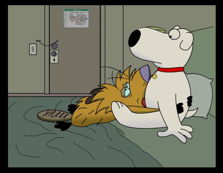 angry_beavers anthro beaver brian_griffin crossover dog family_guy fellatio gay interspecies johnofe male male_only norbert tagme