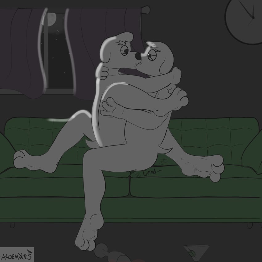 20th_century_fox 20th_century_studios alcohol anal anthro anthro_only barefoot beverage brian_griffin cousins_(lore) cuddling dark family_guy feet furry fuzzy_door_productions gay hi_res incest_(lore) jasper jasper_(family_guy) kissing male male/male moon night romantic