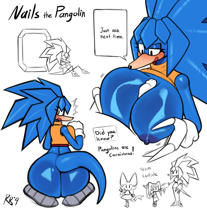 ass big_breasts big_butt blue_skin boobjob breasts cat_ears cat_girl dick echidna feline large_penis mobian_(species) oc paizuri pangolin penis rubbing_breasts snesti sonic_(series) sonic_oc sonic_the_hedgehog_(series) tagme