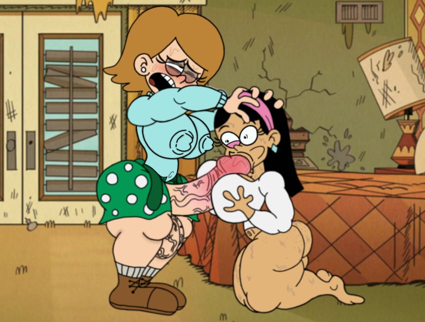 1futa bedroom bedroom_sex big_balls blowjob cum_in_mouth cum_inside dickgirl erection fellatio female futa_on_female futadom futanari huge_balls huge_cock jackee_(the_loud_house) large_penis mandee_(the_loud_house) motel_room nickelodeon paizufella paizuri paizuri_under_clothes penis pleasure_face robin2024_(artist) sex sweat sweating teenage_girl teenager the_loud_house titjob veiny_penis veiny_testicles