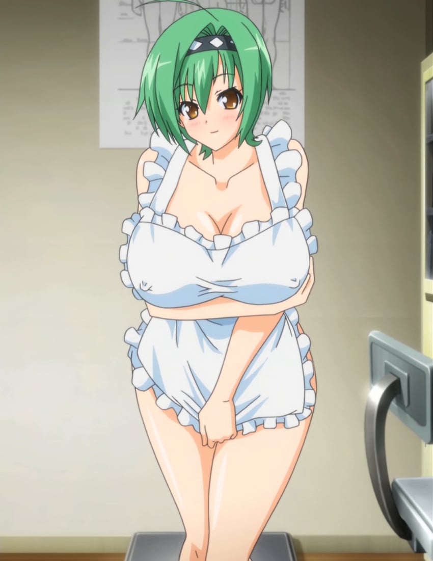 1girls aiba_matsuri big_breasts bishop_(company) breasts female green_hair hazel_eyes huge_breasts large_breasts nihikime_no_dozeu nihikime_no_dozeu_(company) oppai_heart_~kanojo_wa_kedamono_hatsujouki!?~ screenshot short_hair