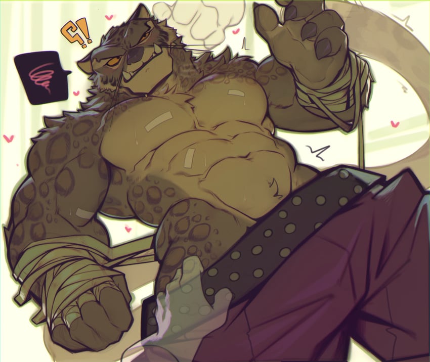 anthro anthro_only bara furry gay holo_eden kung_fu_panda male_only muscular_male pants tai_lung_(kung_fu_panda)