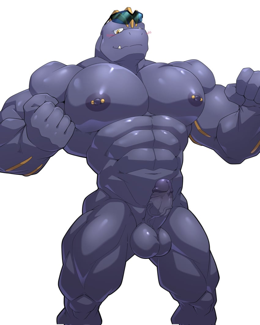 abs balls generation_1_pokemon genitals hi_res humanoid machoke maldu male muscular muscular_humanoid muscular_male nintendo nipple_piercing nipples pecs penis piercing pokemon pokemon_(species) ryuji_kaiyo vein veiny_penis