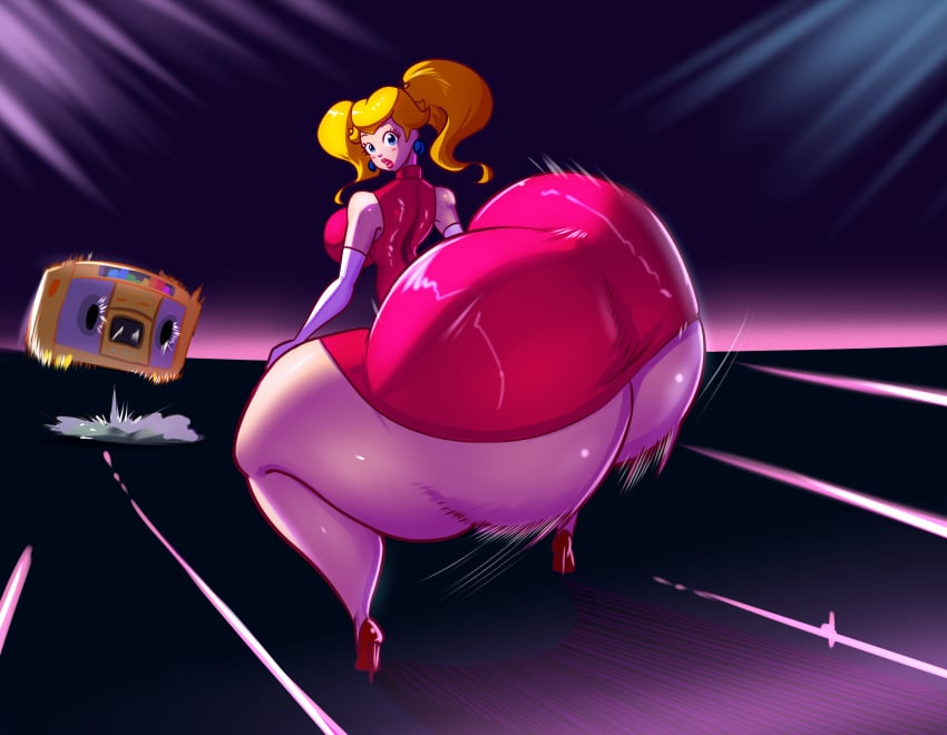 1girls alternate_ass_size alternate_body_type ass_bigger_than_head ass_bigger_than_torso big_breasts bursting_butt enormous_ass female gold_boombox_(prevence) huge_ass huge_breasts huge_thighs hyper hyper_ass looking_at_viewer looking_back mario_(series) pigtails princess_peach schnauzercito solo_female tagme thick_thighs twerking twerking_at_viewer