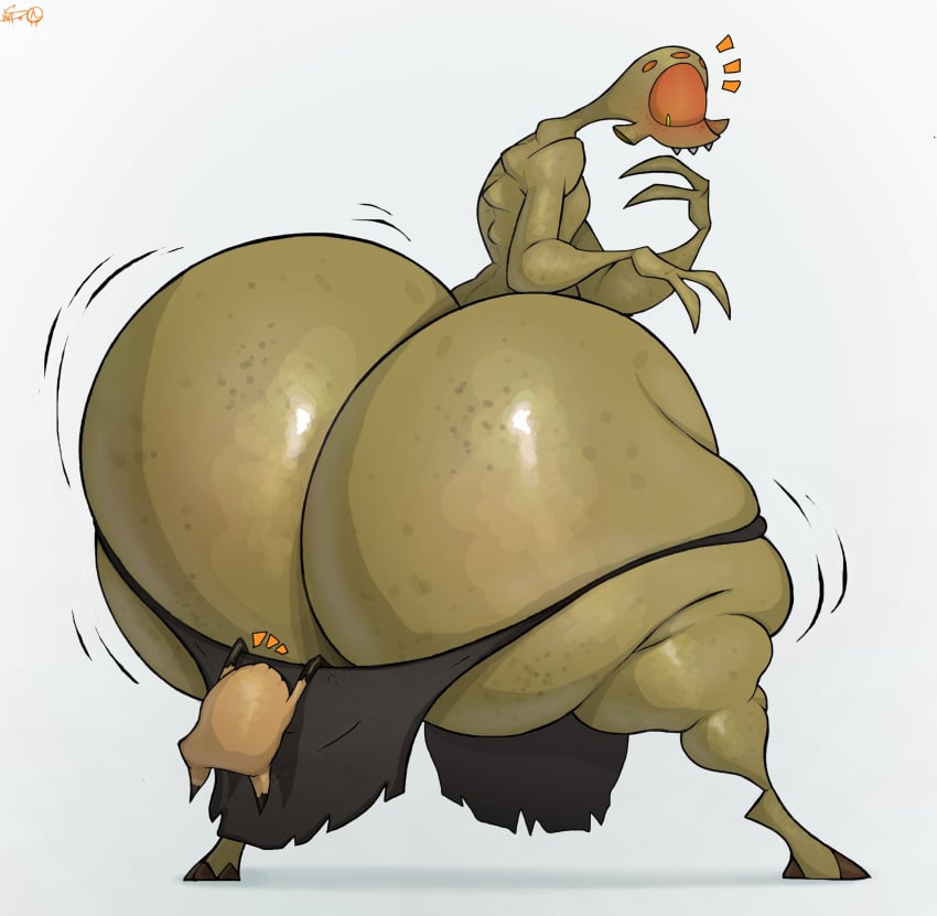 1boy 4_eyes alien ass_cleavage big_ass big_butt butt_crack clothing_down clothing_pull half-life headcrab huge_ass huge_butt hyper_ass light_blush loincloth male male_only multi_eye one_eye schplingnops solo_male surprised tagme thick_thighs vortigaunt wide_hips