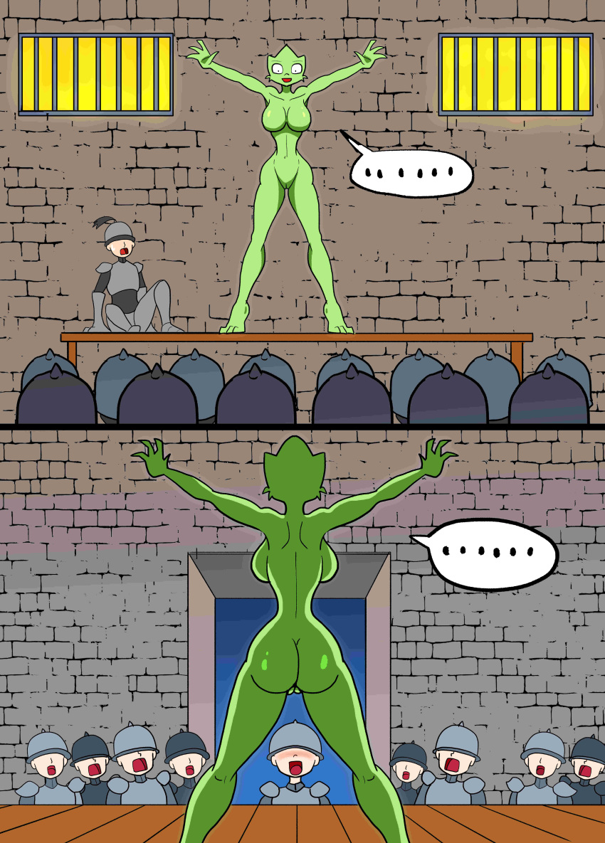 absurd_res anthro ass bluebirdoasis breasts embarrassed featureless_breasts female genitals glistening glistening_butt hi_res human humiliation lizard mammal navel nude public public_nudity pussy rear_view reptile scalie shocked shocked_expression veronica_(bluebirdoasis)