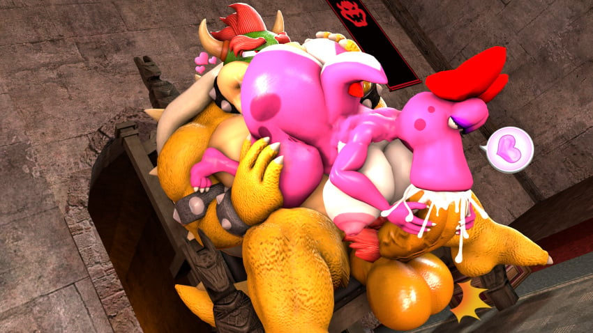 16:9 1boy 1girls 3d 3d_(artwork) 69_position accessory anthro areola ass balls big_balls big_breasts big_penis birdo birdo_(character) bodily_fluids bow_(feature) bow_accessory bow_ribbon bowser breasts castle claws closed_eyes cobaltapple cum cum_in_mouth cum_inside deep_throat detailed_background digital_media_(artwork) duo ejaculation erection feet fellatio female genital_fluids genitals hair_accessory hair_ribbon hairbow heart hi_res huge_balls huge_cock humanoid humanoid_genitalia humanoid_penis indoors inside koopa looking_pleasured male mammal mario_(series) muscular nintendo nipples nude open_mouth oral part_of_a_set penile penis pink_body precum reptile ribbons scalie sex sfm siphon_(anatomy) smile source_filmmaker spikes sucking super_mario_bros. tail thick_thighs toe_claws tongue tongue_out widescreen