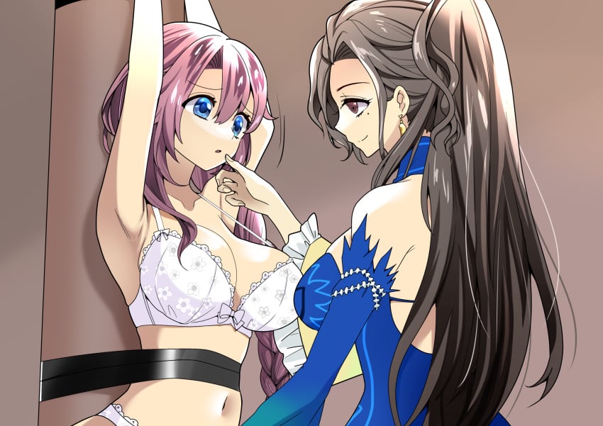 big_breasts blue_eyes braid eiyuu_densetsu emma_millstein magic no_nude pink_hair sen_no_kiseki sisters the_legend_of_heroes tickle_torture tickling vita_clotilde yuri