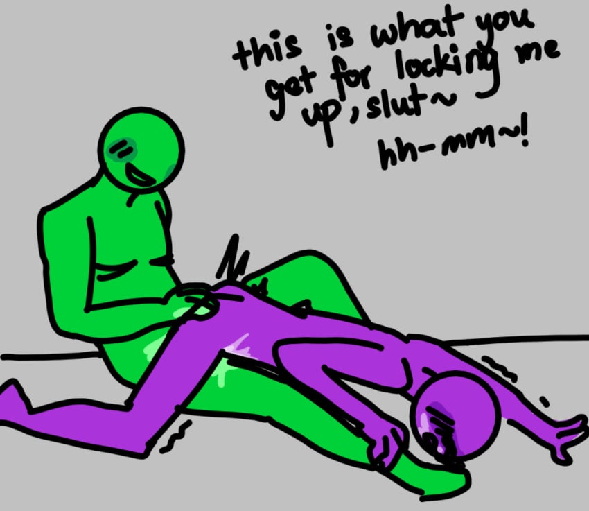 alan_becker animation_vs_minecraft animator_vs_animation cum_on_body moaning rape revenge_sex shaking stickfigure stickfiguregreen stickfigurepurple stickman strap-on