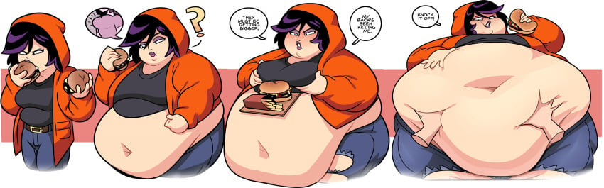 1girls asian_female bbw belly belly_grab black_hair burger defiant disembodied_hand double_chin eating feederism feeding food hamburger hoodie huge_belly kenny_mccormick kenny_mccormick_(panderverse) massive_belly obese obese_female overweight overweight_female panderverse ripped_clothing ripped_pants rule_63 sequence small_breasts south_park south_park:_joining_the_panderverse ssbbw superspoe weight_gain