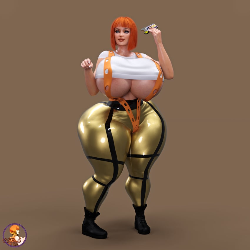 3d 3d_(artwork) big_breasts big_hips breasts cosplay hips hips_wider_than_shoulders huge_breasts huge_hips large_breasts large_hips leeloo leeloo_(cosplay) lola_(supertito) massive_breasts orange_hair supertito tagme thick_thighs thighs tight_clothing tight_pants wide_hips