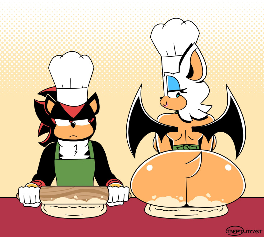 1boy 1girls ass ass_focus big_ass big_butt bubble_ass bubble_butt cooking food food_play huge_ass huge_butt ineptoutcast male naked rouge_the_bat sega shadow_the_hedgehog sitting_on_food sonic_(series) sonic_the_hedgehog_(series)