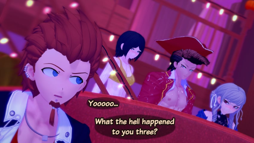 big_breasts big_penis comic danganronpa danganronpa_2:_goodbye_despair dialogue female halloween kuwata_leon male mondo_oowada mukuro_ikusaba pekoyama_peko pompadorkz