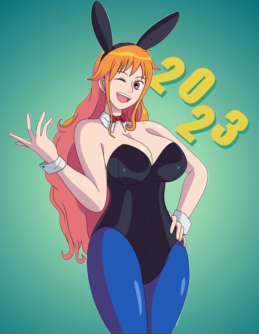 1girls 2023 alternate_costume bunnysuit female female_only nami one_piece pills-in-a-little-cup post-timeskip solo year_of_the_rabbit