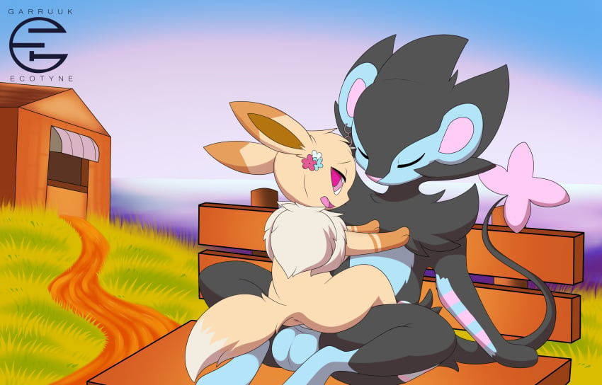 2021 absurd_res accessory alli_the_luxray anus balls closed_eyes cowgirl_position detailed_background dipstick_ears dipstick_tail duo ear_piercing ear_ring eevee exhibitionism fan_character female female_penetrated feral from_front_position fur garruuk generation_1_pokemon generation_4_pokemon genitals hair_accessory hairclip hi_res leg_markings looking_at_viewer luxray male male/female male_on_bottom male_penetrating markings multicolored_ears multicolored_tail neck_tuft nintendo on_bottom on_top open_mouth outside penetration penile penile_penetration penis penis_in_pussy piercing pink_eyes pokemon pokemon_(species) public public_sex ring_piercing sex socks_(marking) tail tail_markings tuft vaginal_penetration vaginal_penetration vivi_(vivee) watermark