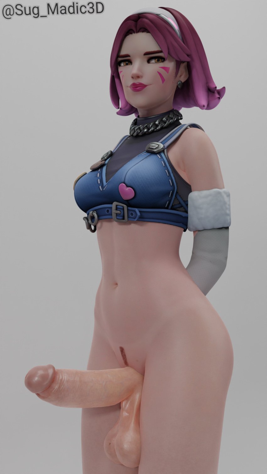 3d antifragile_dazzle big_balls big_breasts big_penis d.va futa_only futanari hung_futanari le_sserafim mole mole_on_balls mole_on_penis overwatch overwatch_2 photoshoot pubic_hair saggy_balls sug_madic3d veiny_penis veiny_testicles