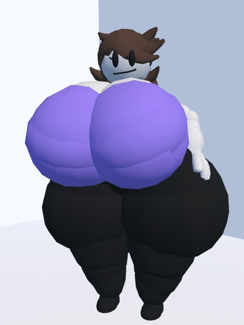 1girls big_ass big_breasts big_butt big_thighs black_eyes black_mouth black_pants black_shoes breasts brown_hair bubble_ass bubble_butt fat female female_only huge_ass huge_breasts huge_butt hyper hyper_ass hyper_breasts jaiden jaiden_animations purple_shirt rec_room recroom thick_ass thick_thighs weirdmaker43 white_background white_skin