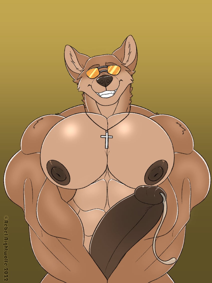 2022 abs absurd_res anthro anthrofied areola artist_name aviator_glasses biceps big_pecs big_penis biped bodily_fluids brown_areola brown_eyebrows brown_nipples brown_nose brown_penis canid canine canis cheek_tuft colored copyright_symbol countershade_face countershade_torso countershading coyote cross cross_necklace darkened_genitalia darkened_penis dated deltoids digital_drawing_(artwork) digital_media_(artwork) eyebrows eyewear eyewear_only facial_tuft fangs front_view fur genital_fluids genitals gradient_background half-length_portrait head_tilt hi_res huge_cock inner_ear_fluff jewelry looking_at_viewer looking_down looking_down_at_viewer male mammal muscular muscular_anthro muscular_male neck_tuft necklace necklace_only nipples nude open_mouth open_smile orange_eyewear orange_sunglasses pecs penis portrait precum precum_string prick_ears rebel_nightwolfe scp-2547-1 scp_foundation shoulder_tuft simple_background smile solo sunglasses sunglasses_only symbol tan_body tan_fur tan_tuft teeth triceps tuft yellow_background