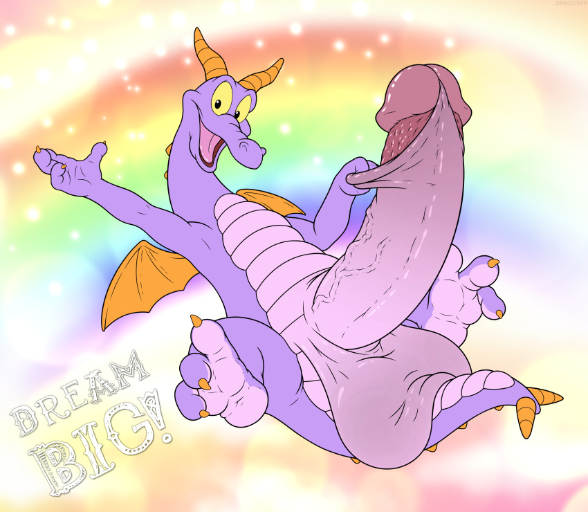 2023 absurd_res alternate_version_at_source anthro balls big_balls big_penis digital_media_(artwork) disney disney_parks dracovar_valeford dragon epcot figment flying foreskin foreskin_play foreskin_pull genitals happy hi_res horn huge_balls huge_cock humanoid_genitalia hyper hyper_balls hyper_genitalia hyper_penis journey_into_imagination looking_at_viewer male male_only nude outside paws penis purple_body rainbow raised_arm retracted_foreskin smile solo spread_legs spreading text toony walt_disney_world wings yellow_sclera