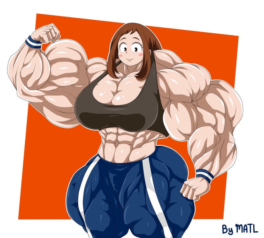 abs ass beefy beefy_girl biceps big_ass big_breasts big_muscles breasts brick_shit_house brown_eyes brown_hair extreme_muscles female hair huge_breasts huge_muscles hyper_muscles large_ass large_breasts large_muscles matl muscles muscular muscular_arms muscular_female muscular_legs muscular_thighs my_hero_academia ochako_uraraka pecs smile smiling wide_hips