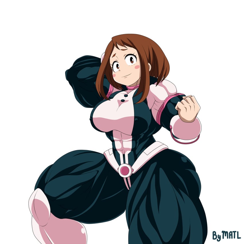 abs biceps big_breasts big_muscles breasts extreme_muscles female hero_outfit_(mha) huge_breasts hyper_muscles large_breasts large_muscles matl muscles muscular muscular_arms muscular_female muscular_thighs my_hero_academia ochako_uraraka pecs thick_thighs