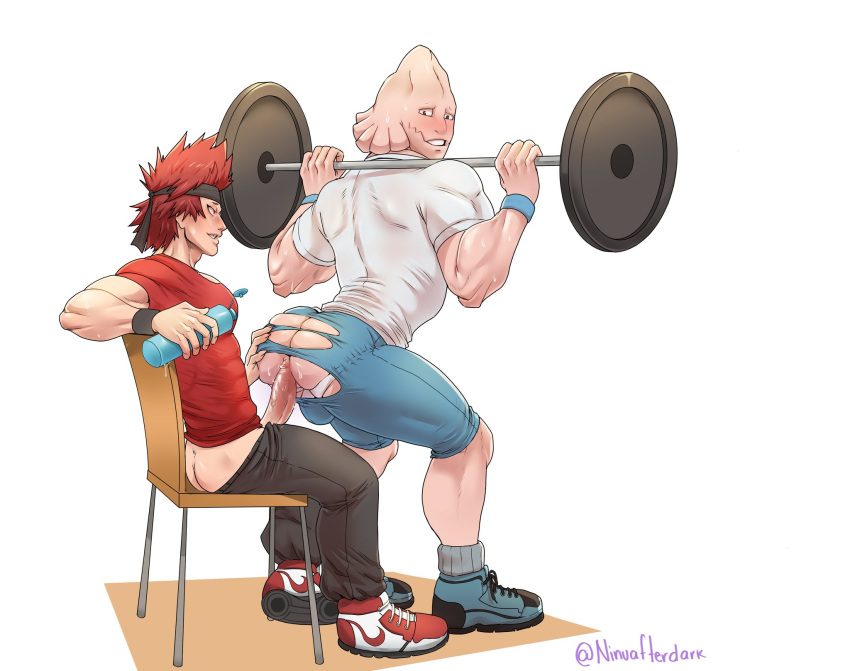 2boys anal_sex arched_back ass ass_grab big_ass boku_no_hero_academia buttjob eijirou_kirishima erect_penis gay gay_sex hand_on_ass headband jockstrap kirishima_eijirou koji_koda koji_kouda kouda_kouji lifting lifting_weights male male/male male_only muscular muscular_male my_hero_academia red_hair ripped_clothing ripped_pants ripped_shorts small_dom_big_sub spiky_hair standing_sex torn_open_bottoms working_out yaoi