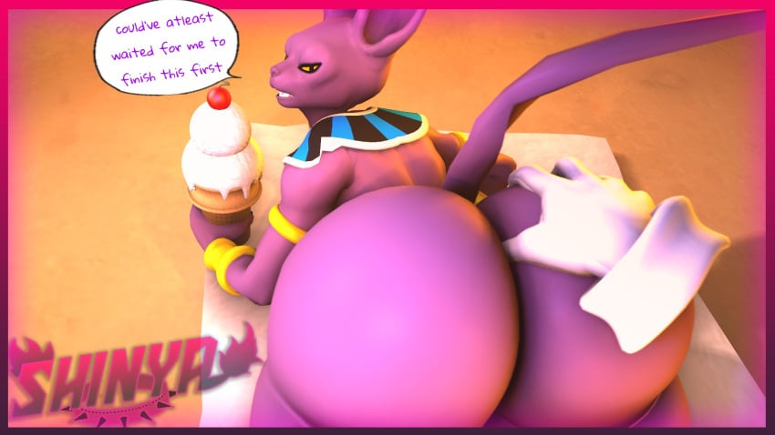 3d beerus big_ass big_butt disembodied_hand dragon_ball dragon_ball_super dragon_ball_z gay gloved_hand groping groping_ass huge_ass huge_butt ice_cream ice_cream_cone male male_only shinyagaia squeezing_butt tagme