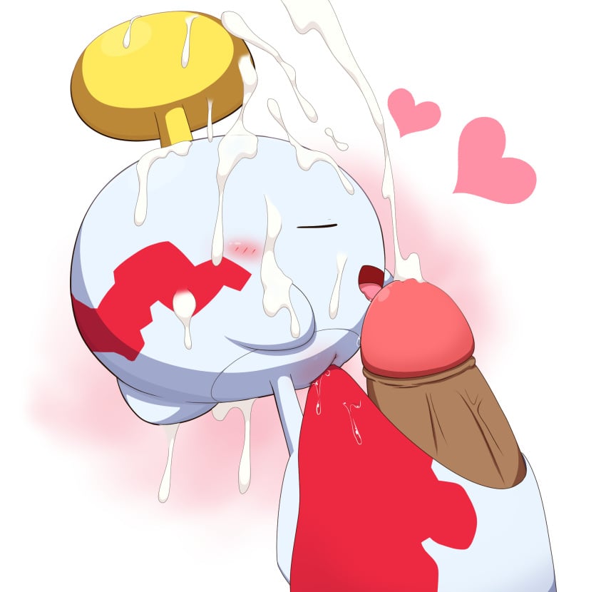 blush bodily_fluids chimecho closed_eyes cum cum_on_face cumshot duo ejaculation female generation_3_pokemon genital_fluids genitals heart hi_res humanoid_genitalia humanoid_penis interspecies licking male male/female masturbation minami_(artist) nintendo not_furry oral penile penis penis_lick pokemon pokemon_(species) pokephilia pussy pussy_juice red_body sex simple_background tongue tongue_out vaginal_masturbation vaginal_penetration white_background white_body