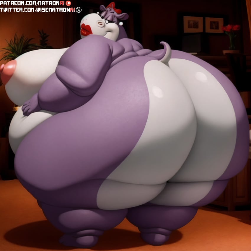 4k ai_generated animaniacs anthro bbw big_ass big_breasts big_butt female female_only highres hippopotamid hippopotamus hips large_breasts large_nipples marita_hippo massive_ass massive_thighs matronai_(artist) nipples obese obese_anthro obese_female overweight overweight_anthro overweight_female patreon patreon_username pinup ssbbw stable_diffusion thick_thighs twitter_username wide_hips