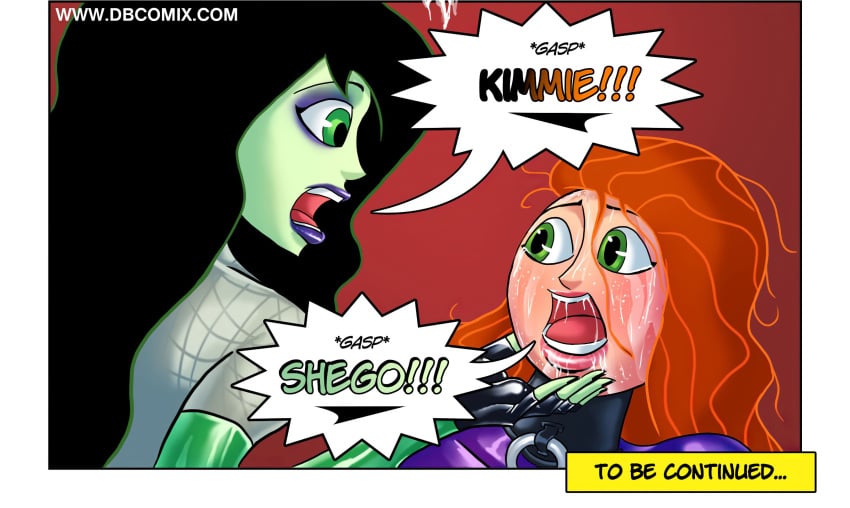 2girls blindfold bondage caption catsuit chastity chastity_belt collared comics dbcomix dialogue disney disney_channel dominatrix domme female female_chastity female_only fetishhand helpless highheels humiliation kim_possible kimberly_ann_possible latex lezdom multiple_girls parody punished rubber shego slave speech_bubble spy submissive tears torment training worship yuri