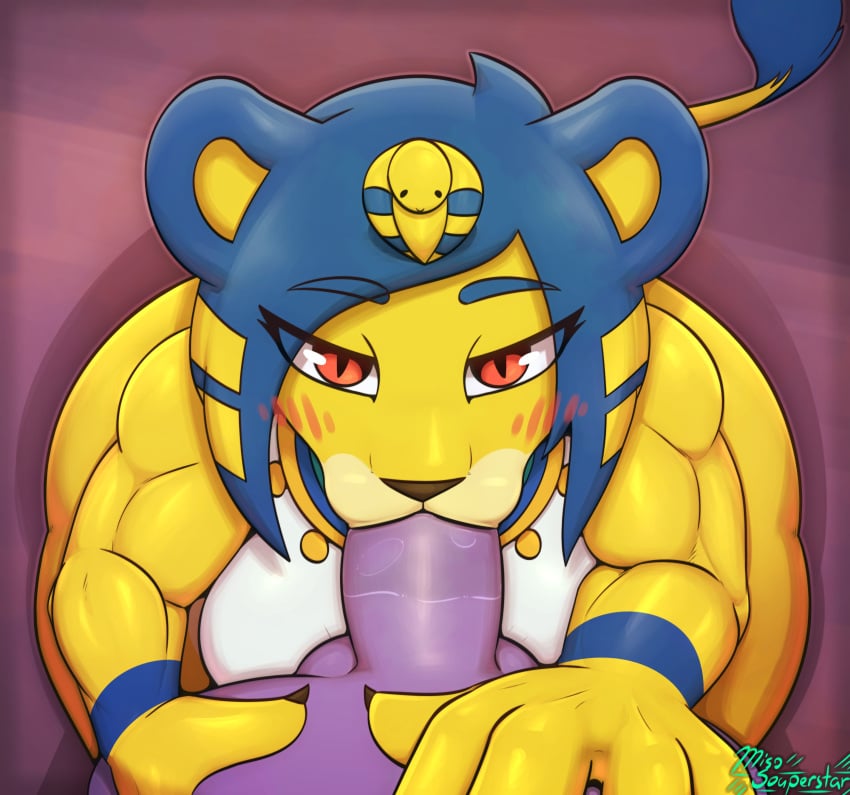 1boy 1girls 2023 5_fingers absurd_res alternate_species ambiguous_species animal_crossing ankha anthro anthro_on_anthro anthro_penetrated anthro_penetrating anthro_penetrating_anthro arm_markings artist_name ass balls ballsack big_breasts big_butt big_penis black_claws black_nose black_pupils blowjob blue_body blue_fur blue_hair blush body_fur breasts claws clothing dress duo erection faceless_anthro felid fellatio female female_focus female_penetrated finger_claws fingers first_person_view genitals girl_on_bottom half-closed_eyes hand_on_chest hi_res huge_butt huge_thighs lion looking_at_viewer male male/female male_penetrating male_penetrating_female male_pov mammal markings miso_souperstar muscle_girl muscular_anthro narrowed_eyes nintendo nude on_knees oral oral_sex pantherine partial_male penetrating_pov penetration penile penis penis_in_mouth pupils purple_balls purple_body purple_penis red_eyes saliva scrotum sex smooth_penis straight submissive tail tail_tuft testicles thick_penis thick_thighs tuft white_clothing white_dress wrist_markings yellow_body yellow_fur