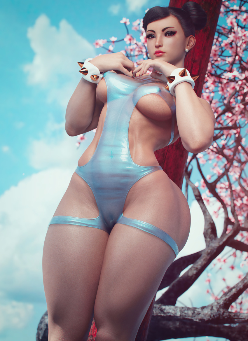 1girls 3d asian asian_bimbo asian_female ass athletic athletic_female big_ass big_breasts bikini bimbo black_hair blue_swimsuit breasts cameltoe capcom cherry_blossoms chun-li digital_media_(artwork) exposed_pussy eyelashes eyeliner female female_only fit fit_female groin_tendon hair hair_buns hairbuns human large_breasts legs light-skinned_female light_skin lips low-angle_view mascara medium_breasts nipples_visible_through_clothing noahgraphicz pussy_visible_through_clothes pussy_visible_through_swimsuit realistic_textures see-through see-through_swimsuit solo spiked_wristband streaked_hair street_fighter street_fighter_6 swimsuit thick thick_legs thick_thighs thighs transparent_clothing transparent_swimsuit white_wrist_cuffs white_wristband wristband