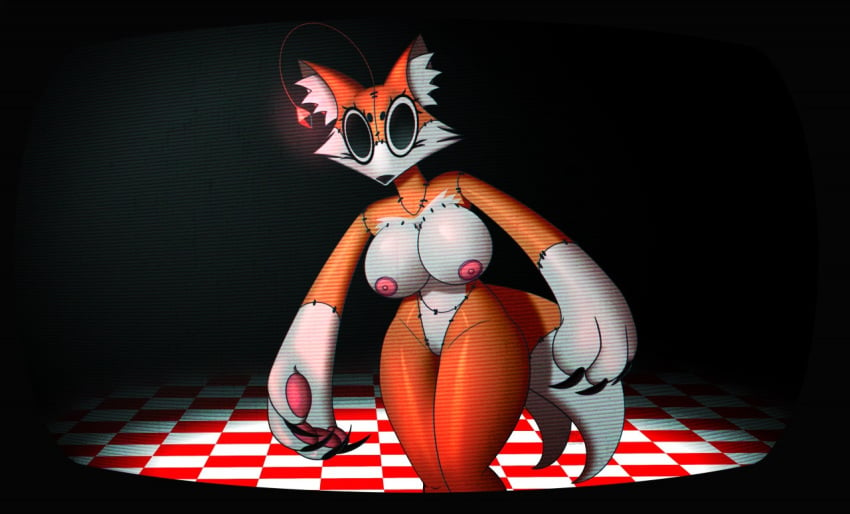 2022 2_tails absurd_res alternate_version_at_source anthro big_breasts big_hands bleak_ambiance breasts canid canine checkered_floor claws creepypasta demon digital_drawing_(artwork) digital_media_(artwork) epileptic_goat female fox gem genderswap genderswap_(mtf) hi_res horror_(theme) looking_at_viewer mammal monster multi_tail nipples nude orange_body paws plushie ruby_(gem) rule_63 sega simple_background solo sonic.exe_(series) sonic_(series) sonic_r sonic_the_hedgehog_(series) standing stare tails_doll tailsko_doll television television_screen tv video_game_character video_games white_body