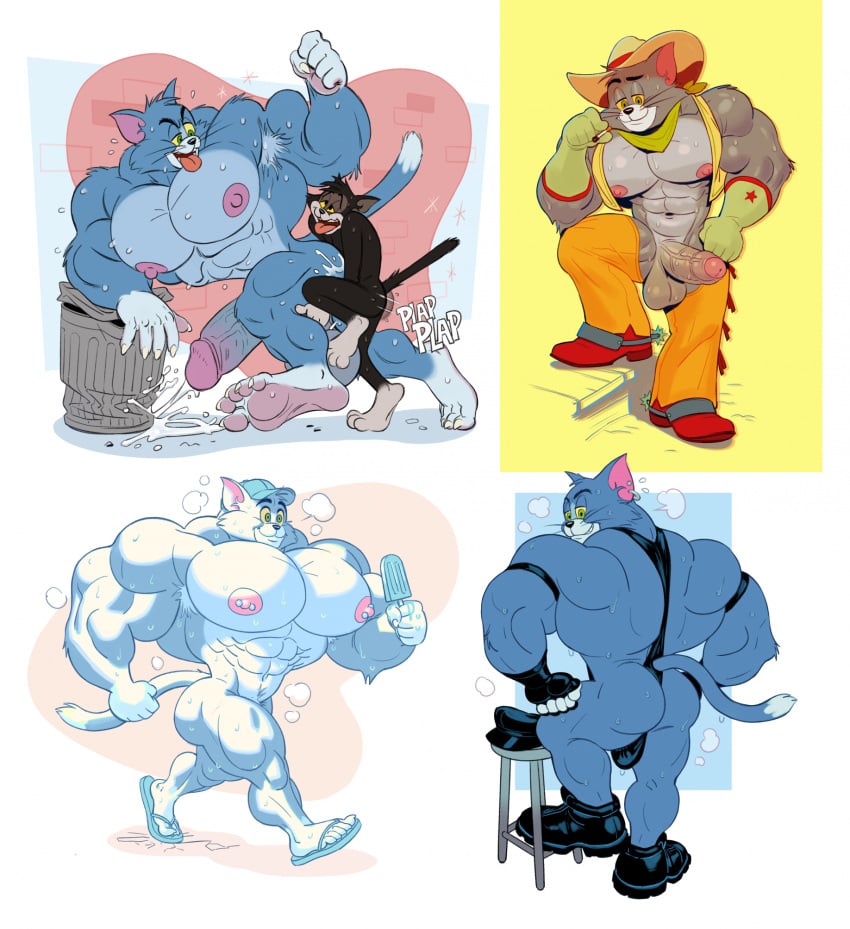 abs ass biceps big_muscles butch_cat cat domestic_cat feline furry large_muscles male male_only muscles muscular muscular_arms muscular_male muscular_thighs nipple pecs shoegaze. tail tom_and_jerry tom_cat