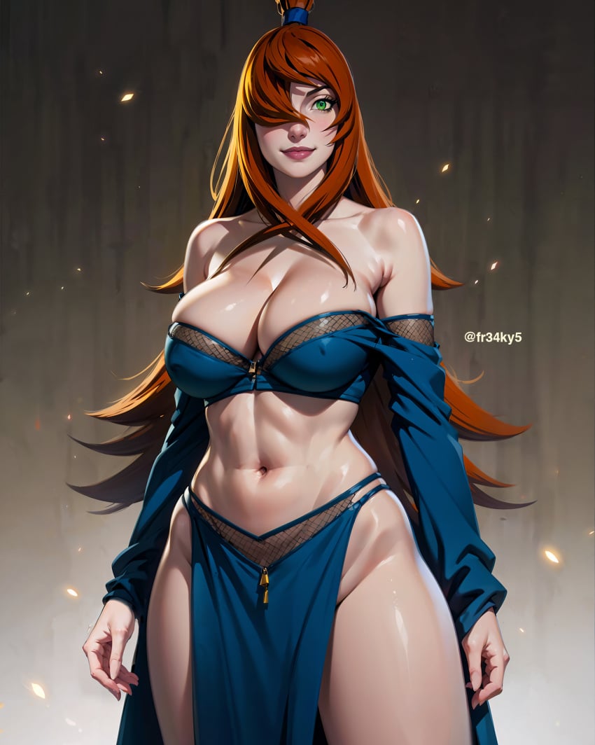 1girls ai_generated auburn_hair big_breasts brown_hair brunette fr34ky huge_breasts large_breasts mei_terumi mommy naruto naruto_shippuden nipple_bulge orange_hair red_hair seductive_look shounen_jump stable_diffusion thick_thighs voluptuous voluptuous_female