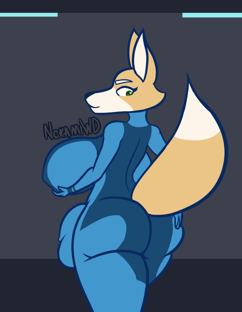 absurd_res anthro ass balls big_balls big_breasts big_butt big_penis bodysuit breasts bulge canid canine clothing fox fox_mccloud futanari genitals gynomorph hi_res holding_breast huge_balls huge_breasts huge_butt huge_cock humanoid_genitalia hyper hyper_balls hyper_breasts hyper_butt hyper_genitalia hyper_penis intersex mammal metroid mti_crossgender nintendo nokamiwd penis rule_63 skinsuit star_fox tail tight_clothing zero_suit zero_suit_fox