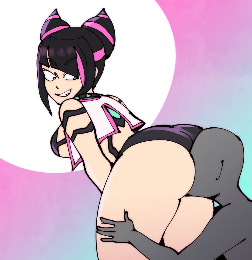 1boy1girl anonymous_character ass_sniffing juri_han kujikawaii street_fighter street_fighter_6