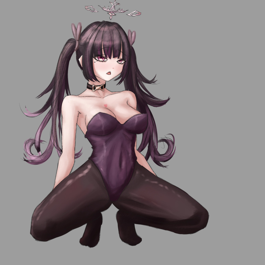 1girls 2023 black_hair bunnyfaqer bunnysuit bunnytober clothed clothing covered_nipples female heart himemiya_rie large_breasts legwear light-skinned_female light_skin long_hair looking_at_viewer neckwear phase_alias phase_connect purple_bunnysuit purple_eyes purple_hair purple_legwear simple_background virtual_youtuber vtuber