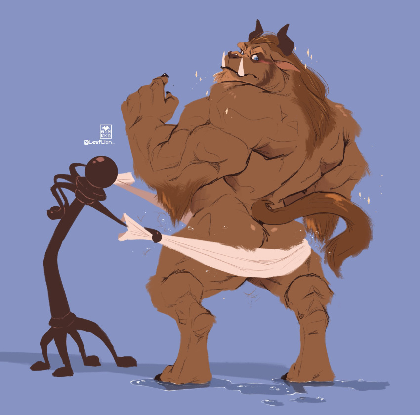 ass beast_(disney) beauty_and_the_beast ginkko leaflion tagme towel