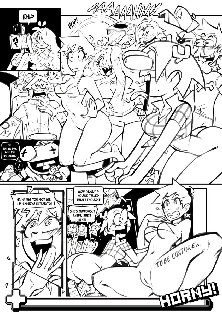 arcade comic english_text female gerph mint_(skarp_world) monochrome page_26 sex skarp_world skarpne_(skarp_world) tagme text vaginal_penetration video_games