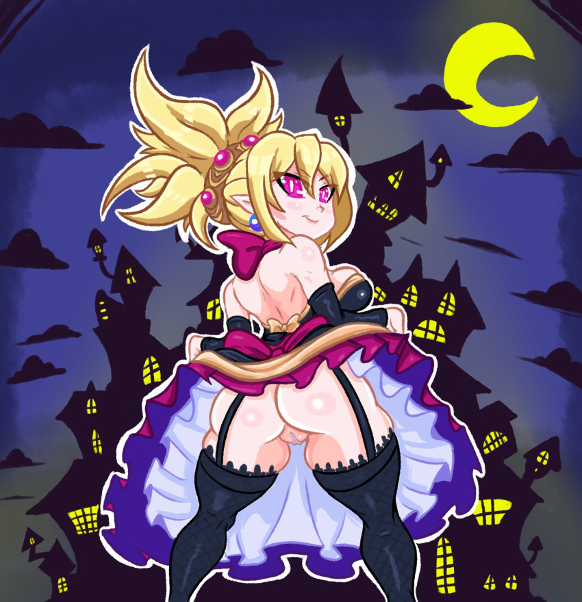 ass disgaea disgaea_2 nippon_ichi_software no_panties pussy rozalin skirt_lift thighhighs twindrills