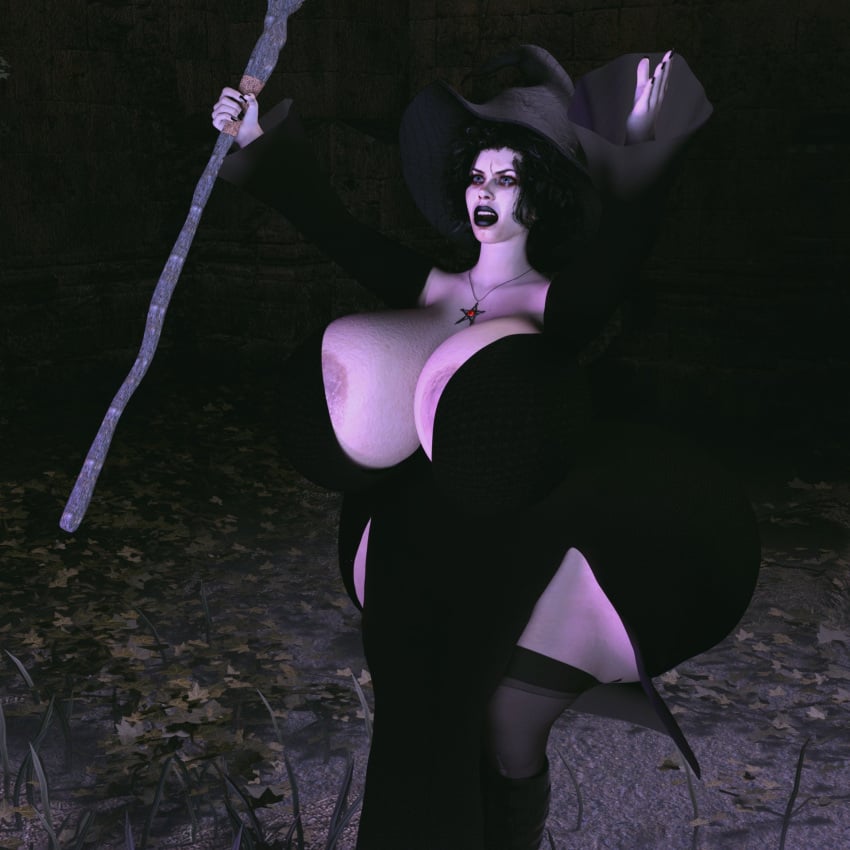 3d 3d_(artwork) big_breasts big_hips breasts hips hips_wider_than_shoulders huge_breasts huge_hips jackd22 large_breasts large_hips nancy_downs tagme the_craft wide_hips witch witch_costume witch_hat