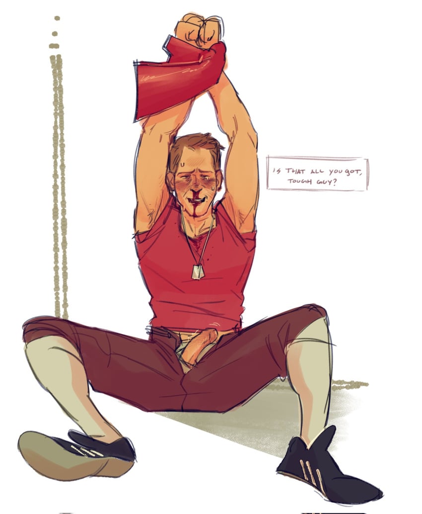 blood bloody_nose fully_clothed lukewarmflukes masochism penis scout_(team_fortress_2) team_fortress_2 tf2