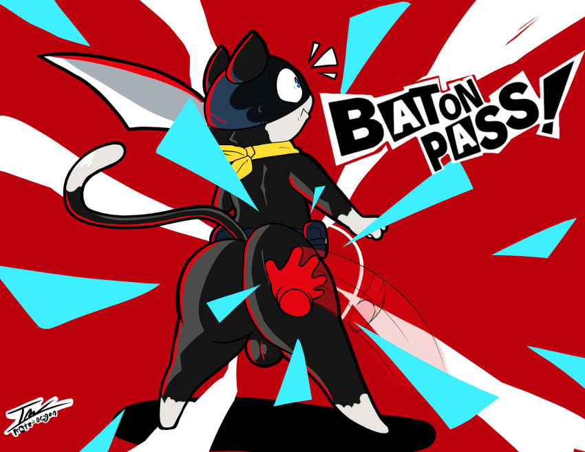 anthro ass atlus big_butt butt_slap felid feline hi_res male male_only mammal megami_tensei megami_tensei_persona morgana_(persona) prate-dragon sega slap solo