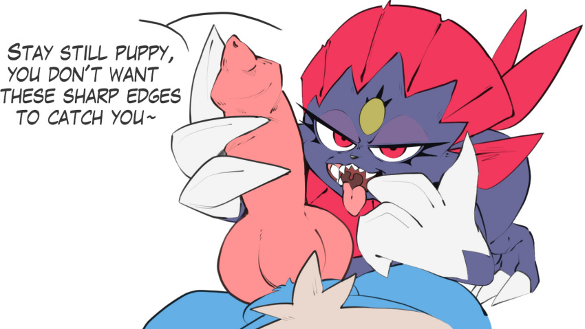 animal_genitalia anthro darkluxia edit femdom imminent_oral imminent_sex penis pokémon_(species) pokemon pokephilia sherlunsfw sketch smug smug_face text uncolored weavile