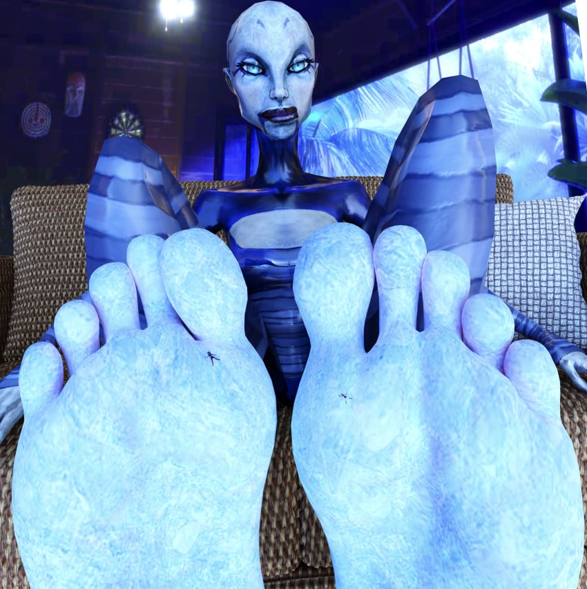 1girls 3d alien asajj_ventress bald_female barefoot feet female female_only femdom foot_fetish giantess macro size_difference star_wars stickywickets